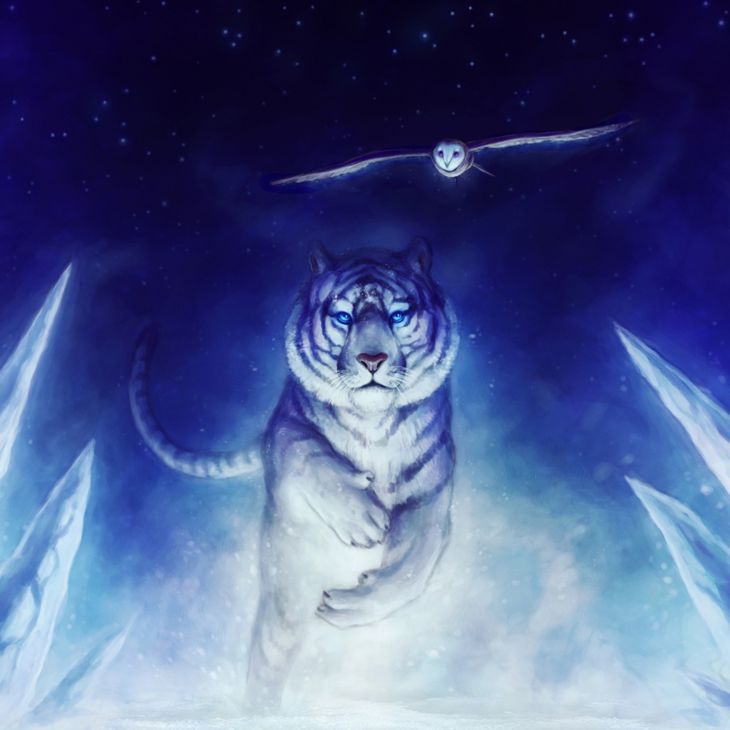 Картина с белым тигром