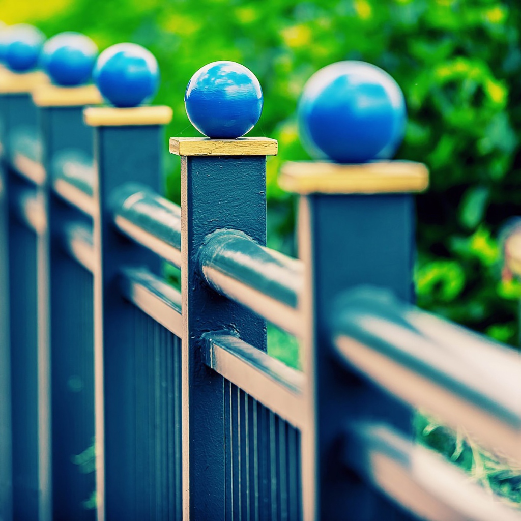 	 Blue fence with balls