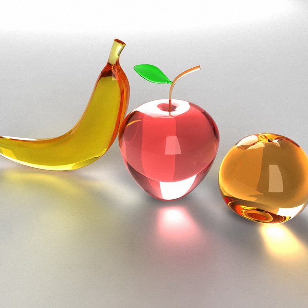 Стеклянные фрукты и банан