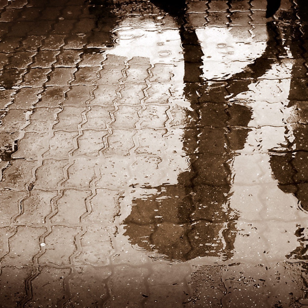 Отражение человека в луже