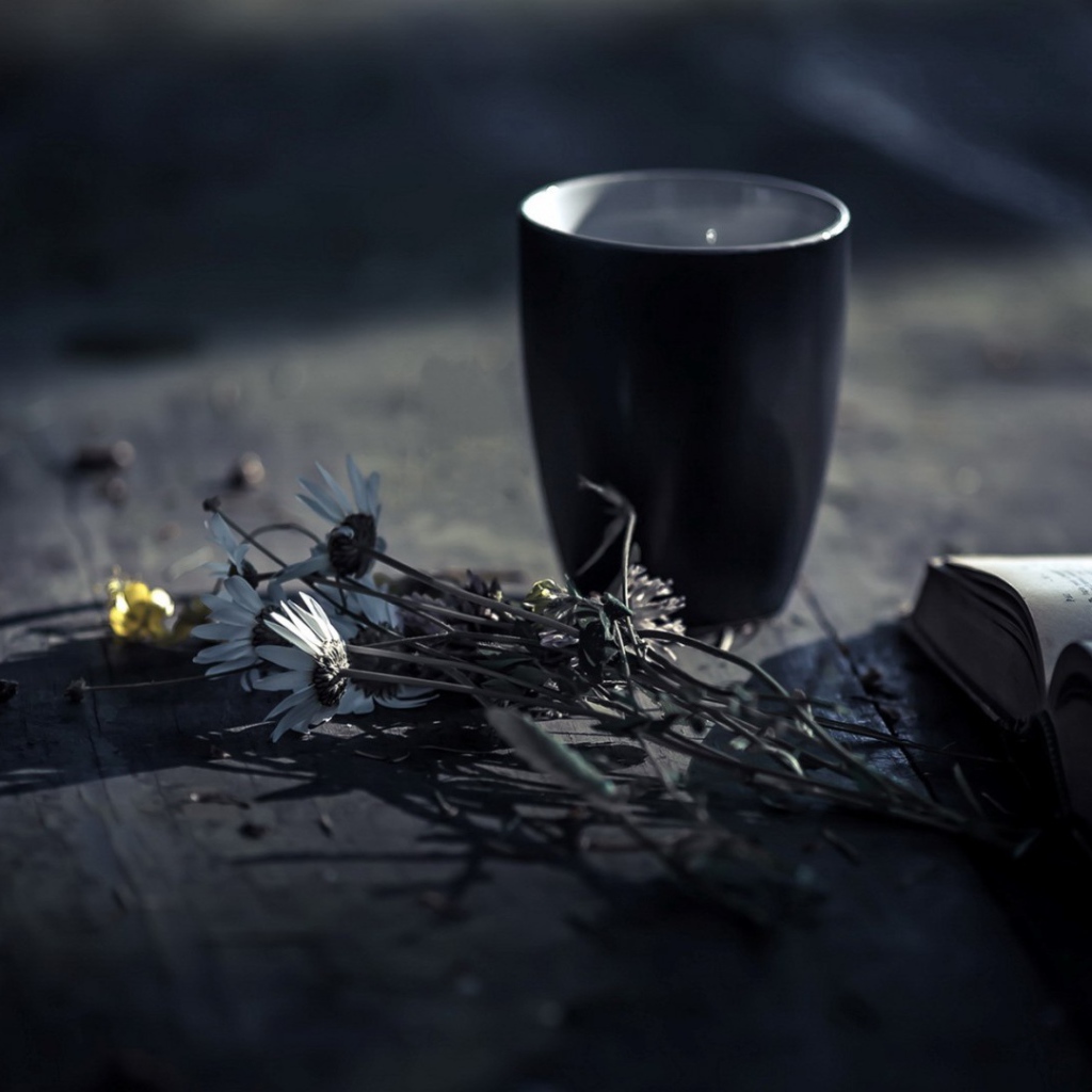 Чашка книга и цветы