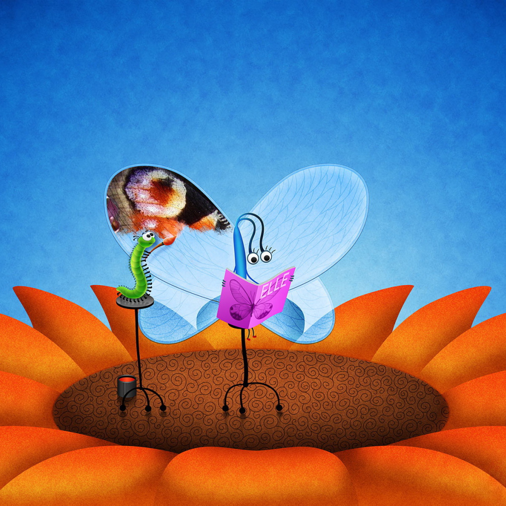 Гусеница раскрашивает бабочку