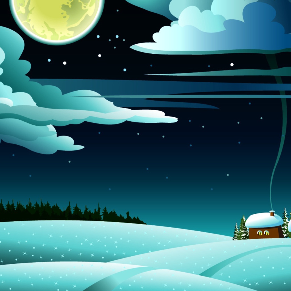 Лунная ночь зимой