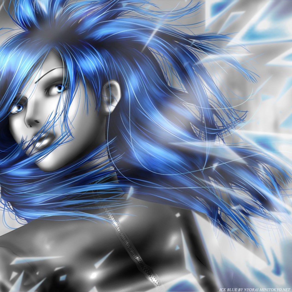 Женщина с синими волосами