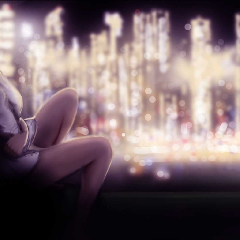 Девушка у ночного окна