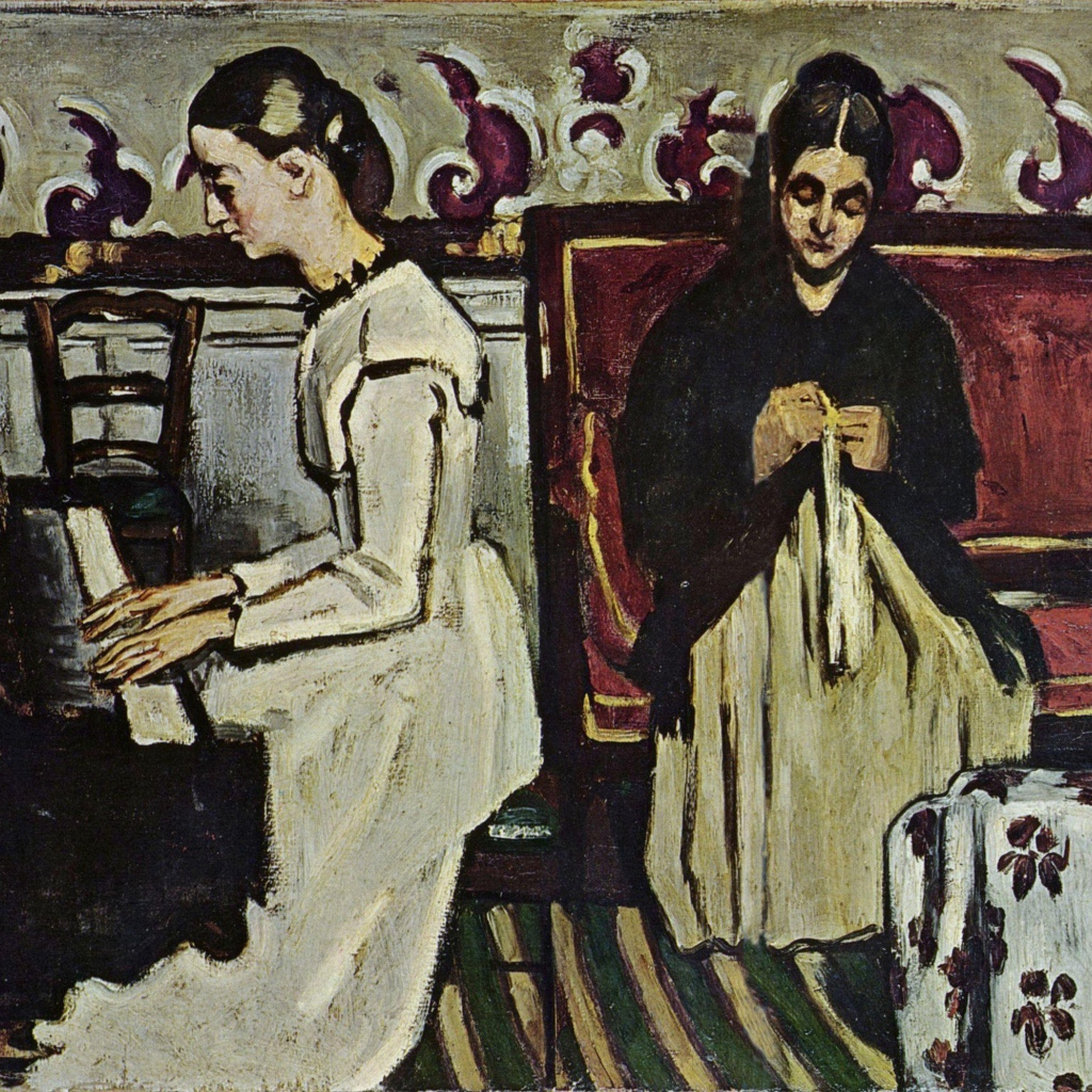 Картина Сезанна - Мать и дочь