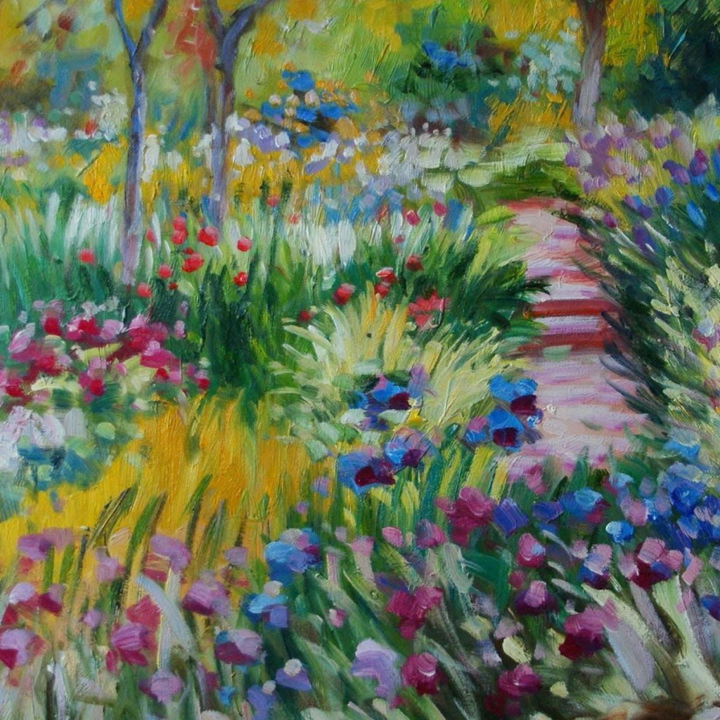 Картина Клода Моне - поле цветов