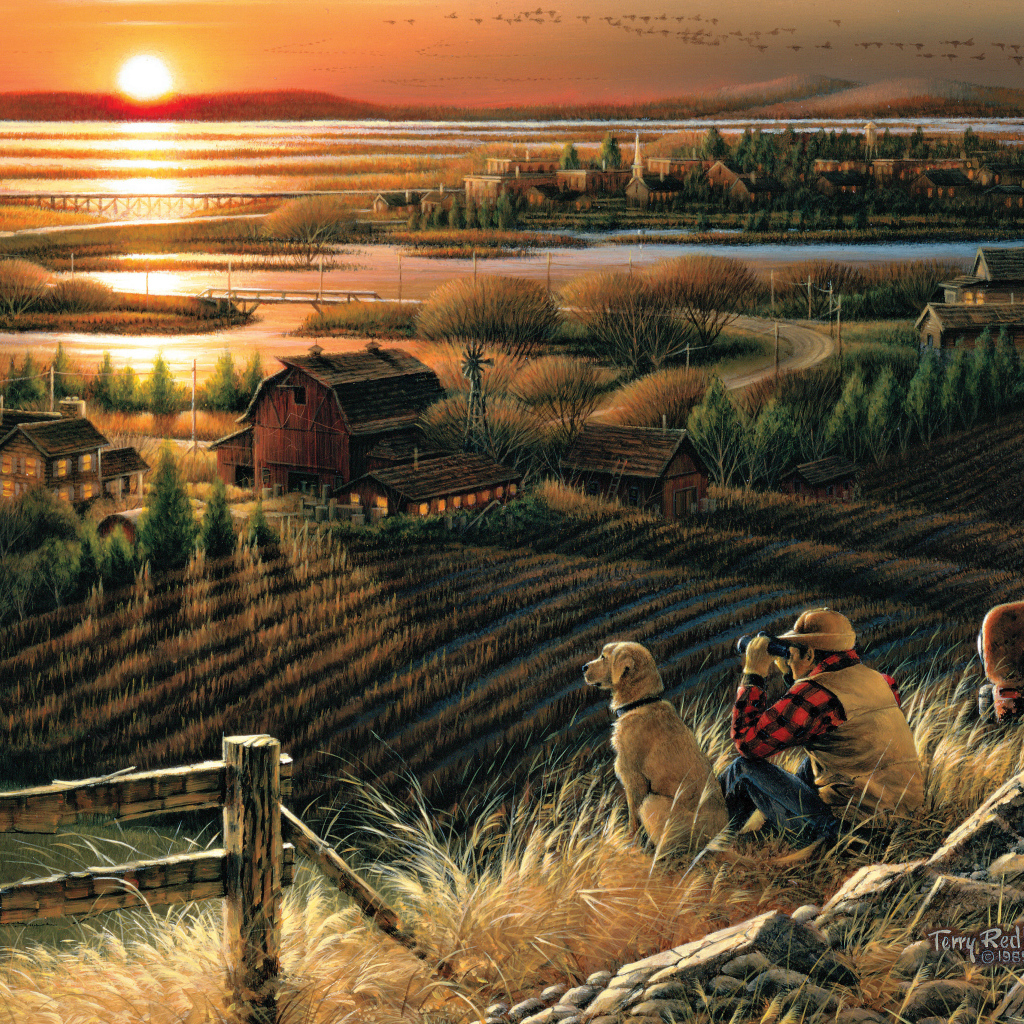 Друзья смотрят на закат