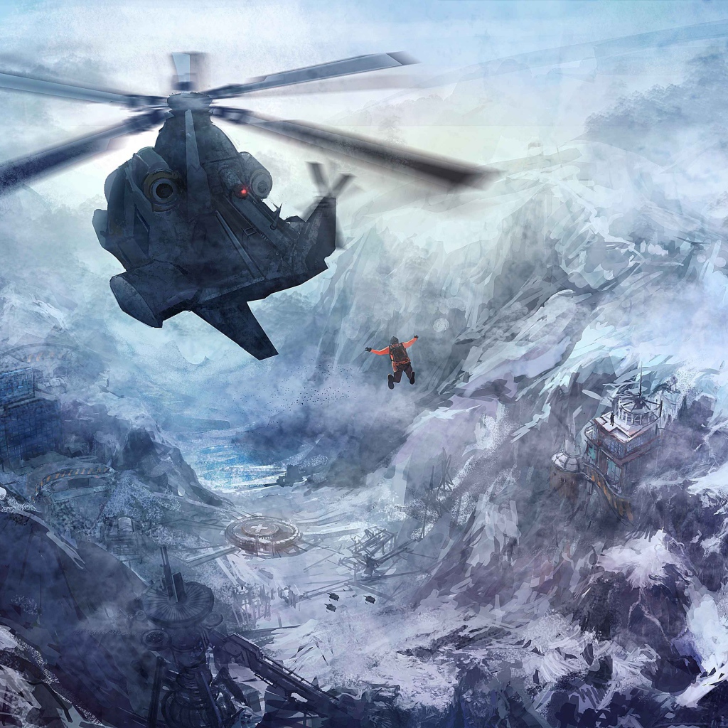 Человек прыгнул из вертолета