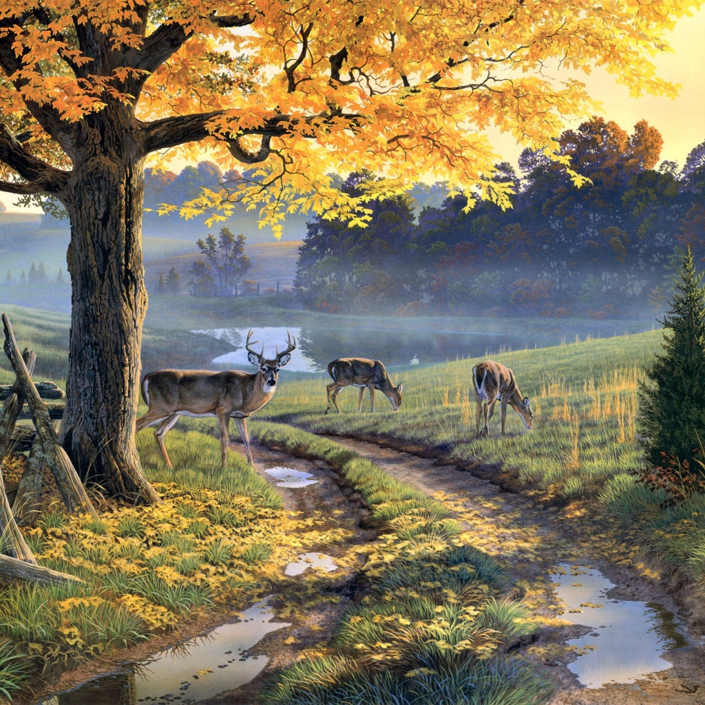 Картина Лужи на дороге