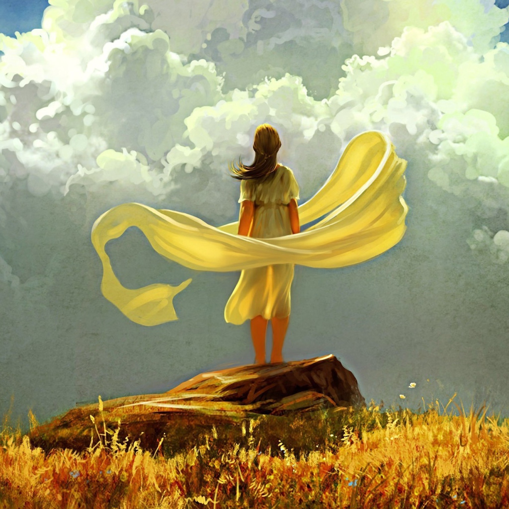 Девушка стоит на камне