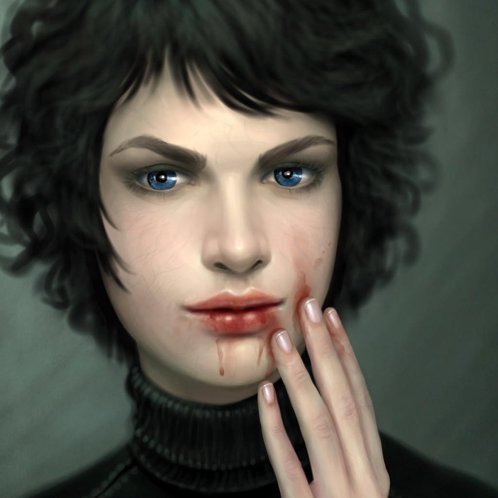 Кровавые руки девушки вампира