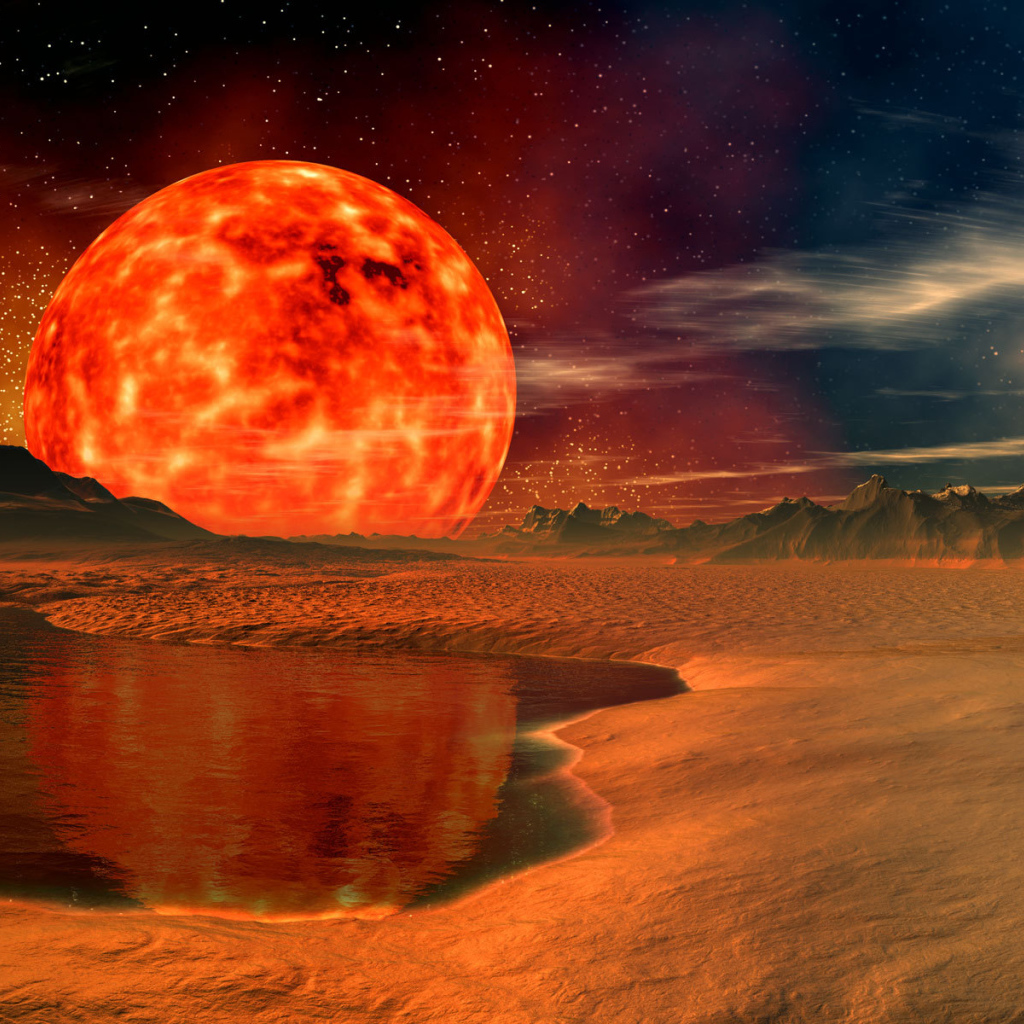 Большое солнце на горизонте