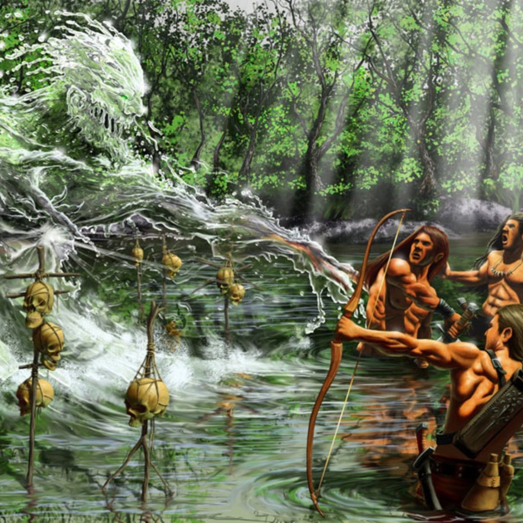 Люди воюют с водяным человеком