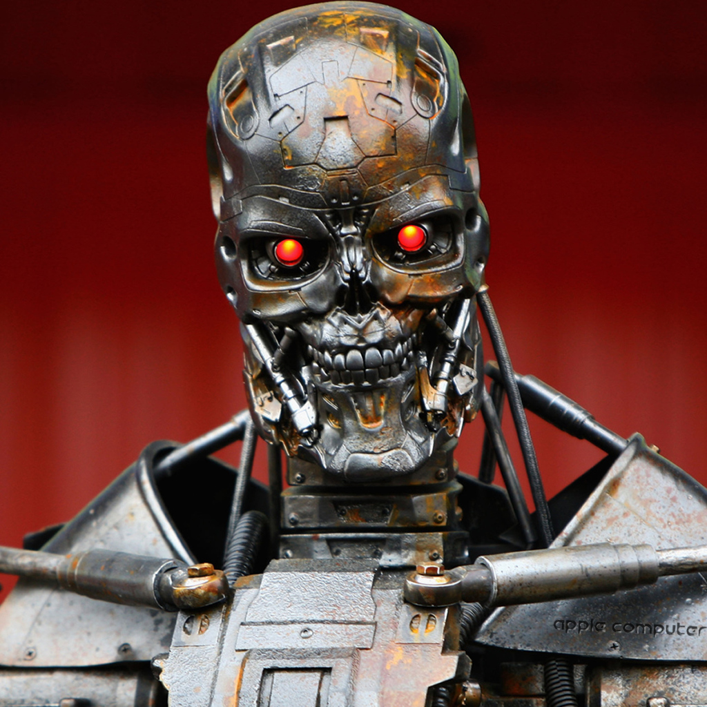 Терминатор на красном фоне