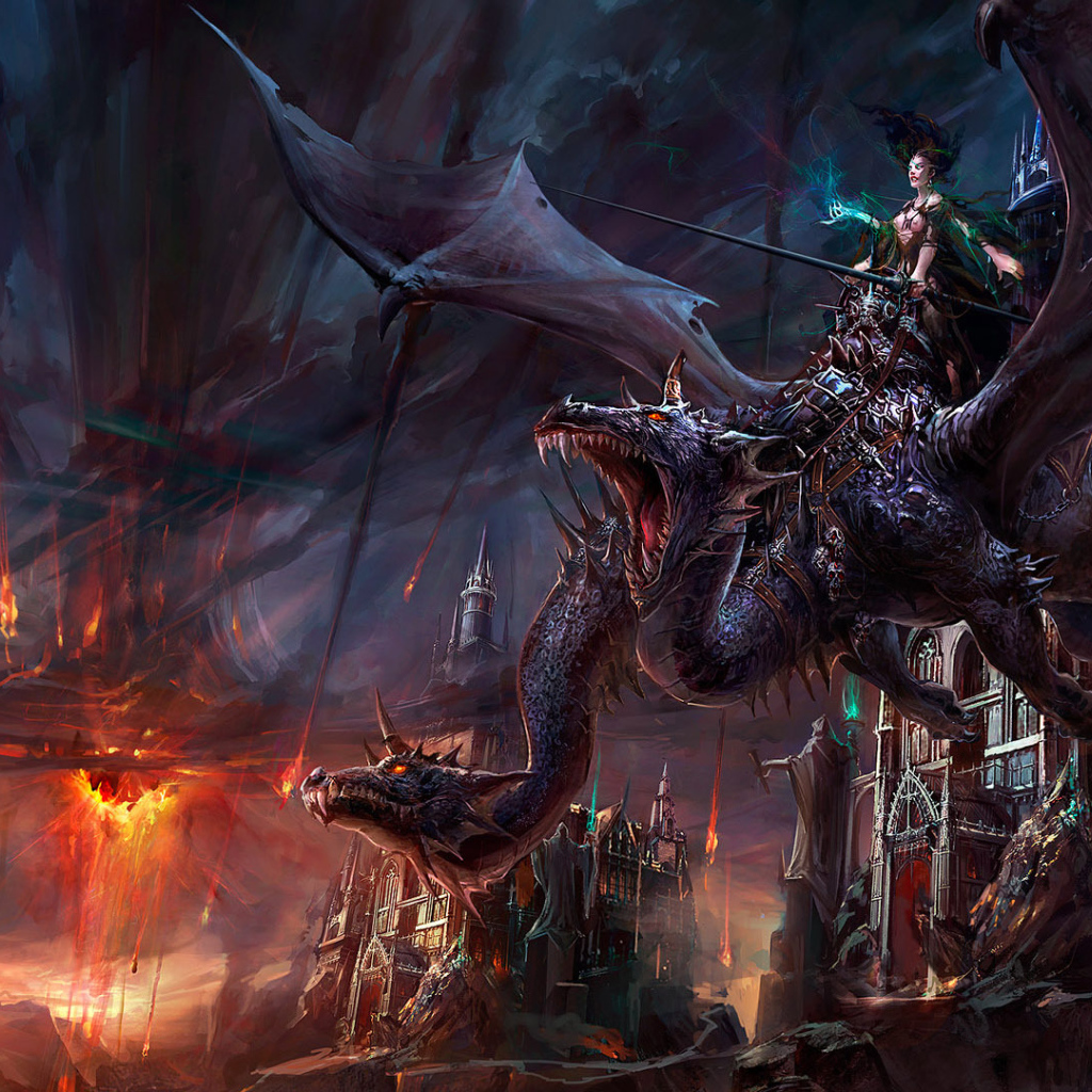 Девушка на двухголовом драконе