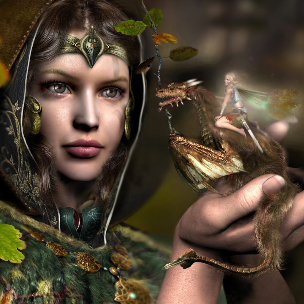 Девушка с драконом на ладони