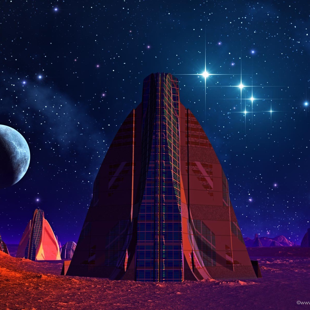 Инопланетный город ночью