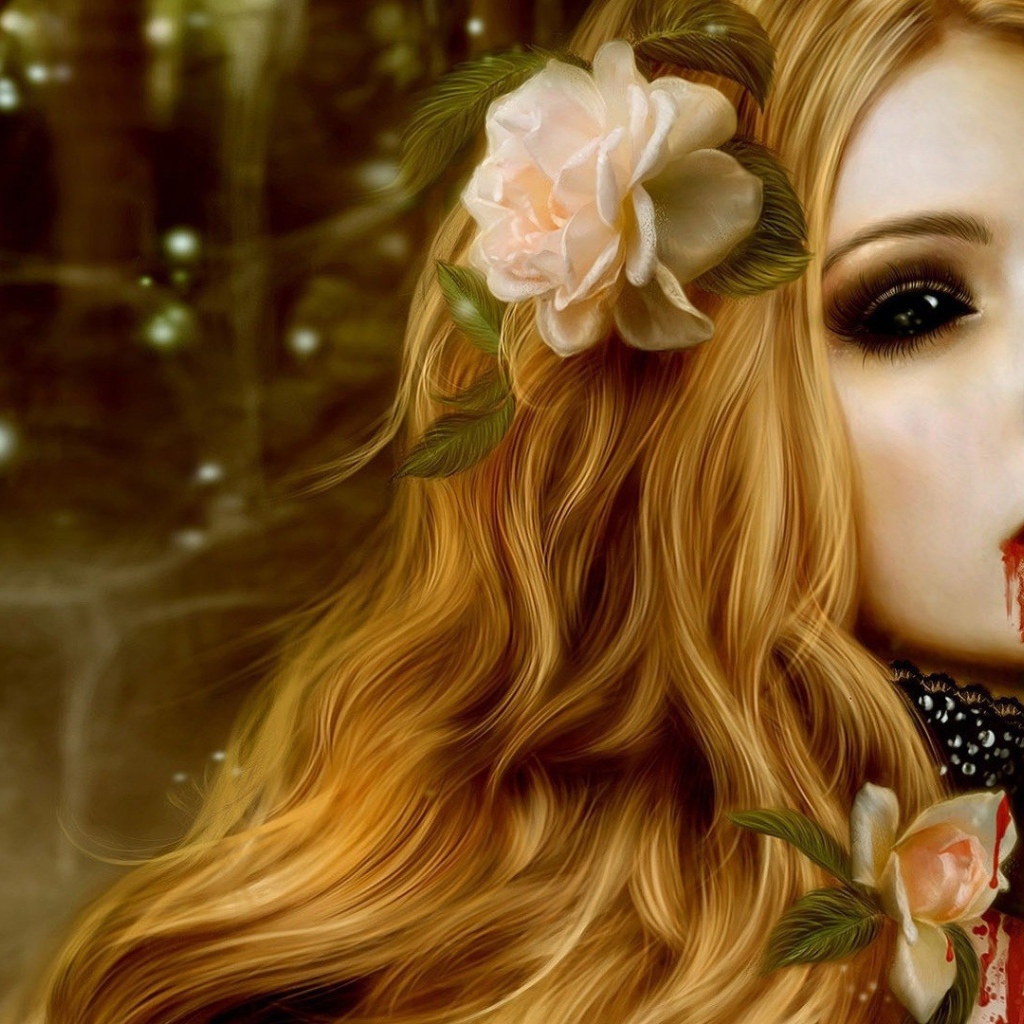 Блондинка с кровью на губах