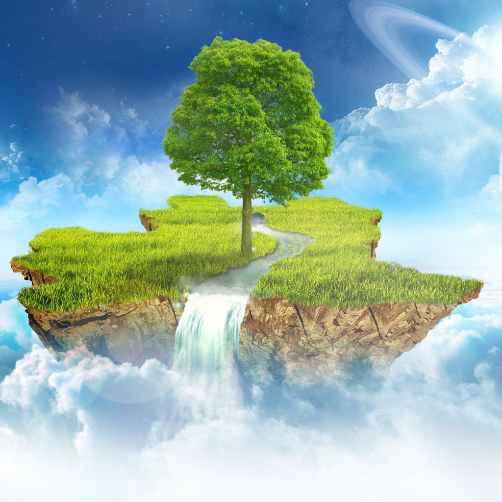 Летающий остров в облаках