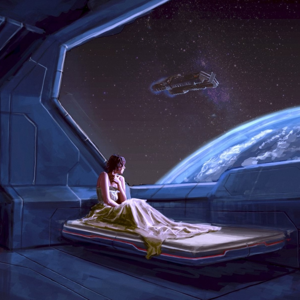 Девушка в космическом корабле
