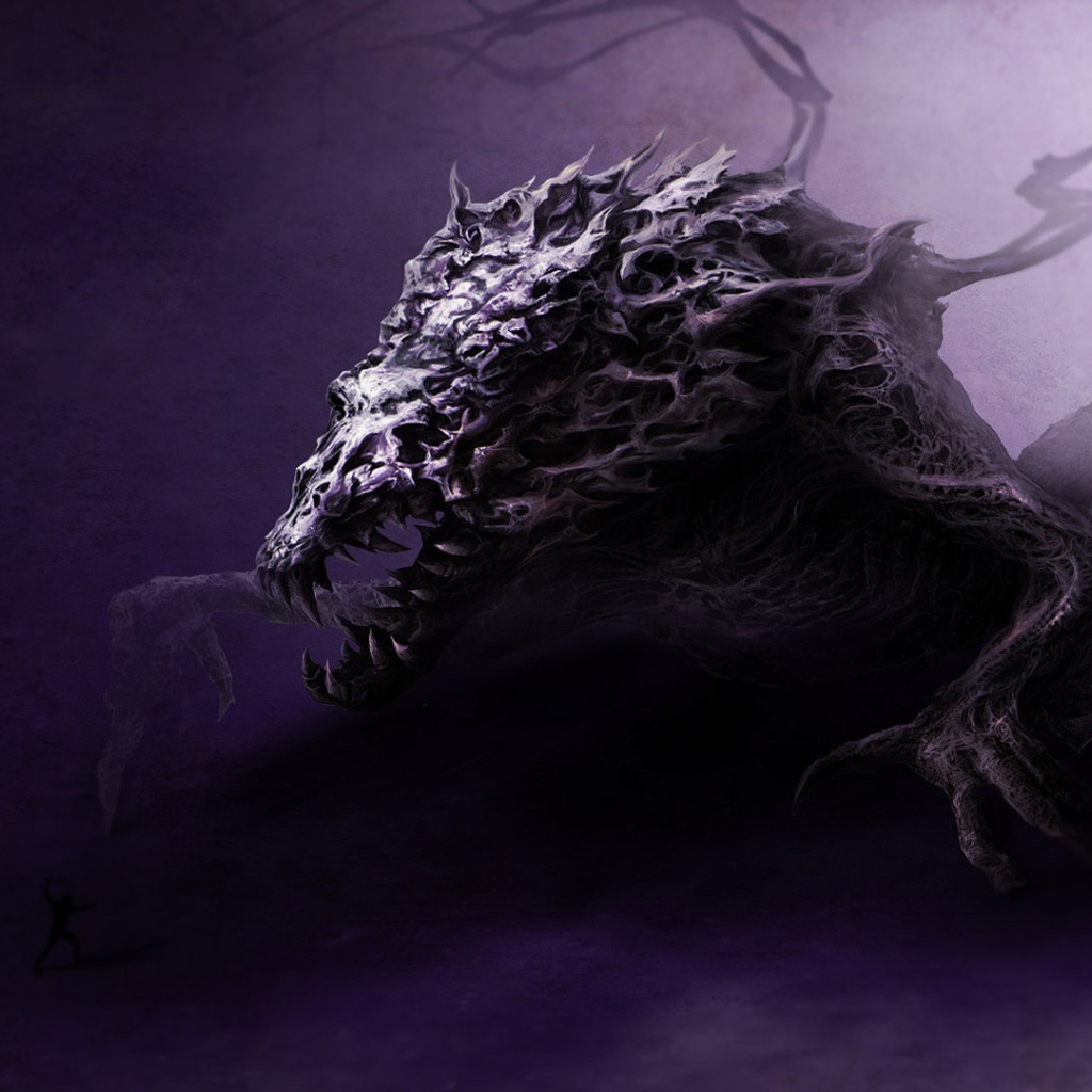 Человек и огромное чудовище