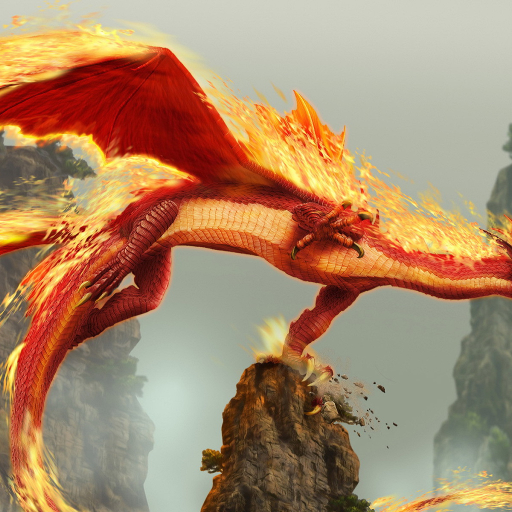 Огненный дракон в горах