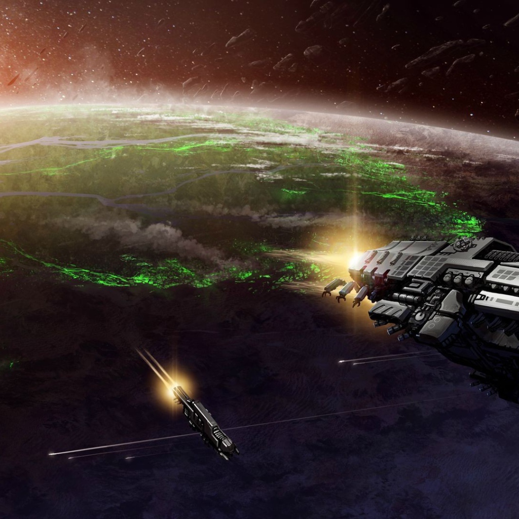 Космические корабли взлетают с планеты