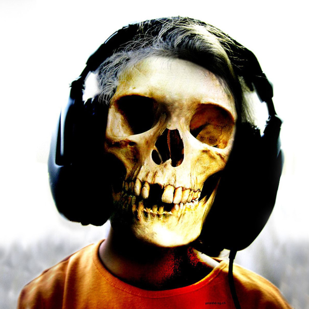 Череп в наушниках