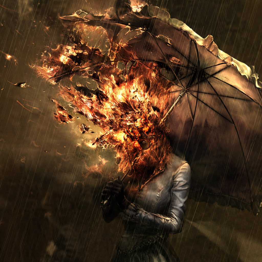 Девушка сгорела под зонтом