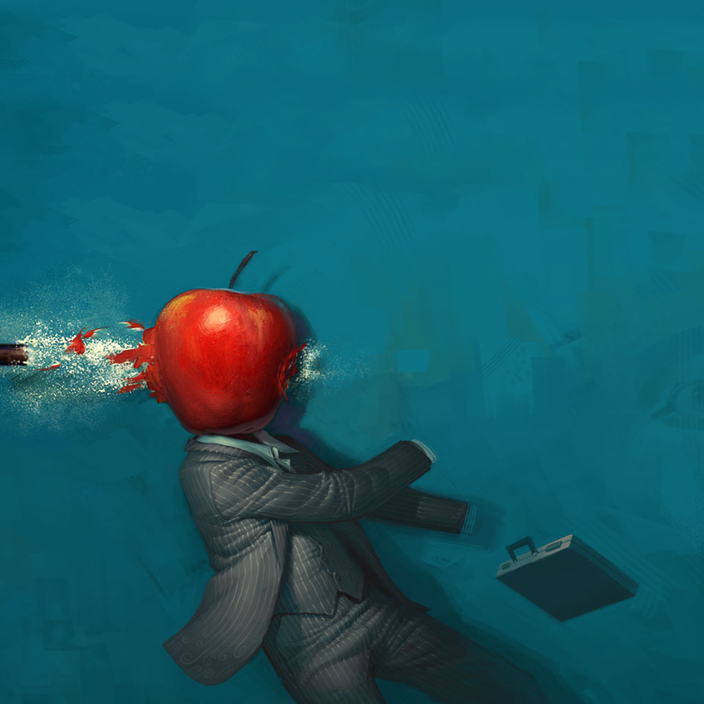 Пуля вылетает из яблока