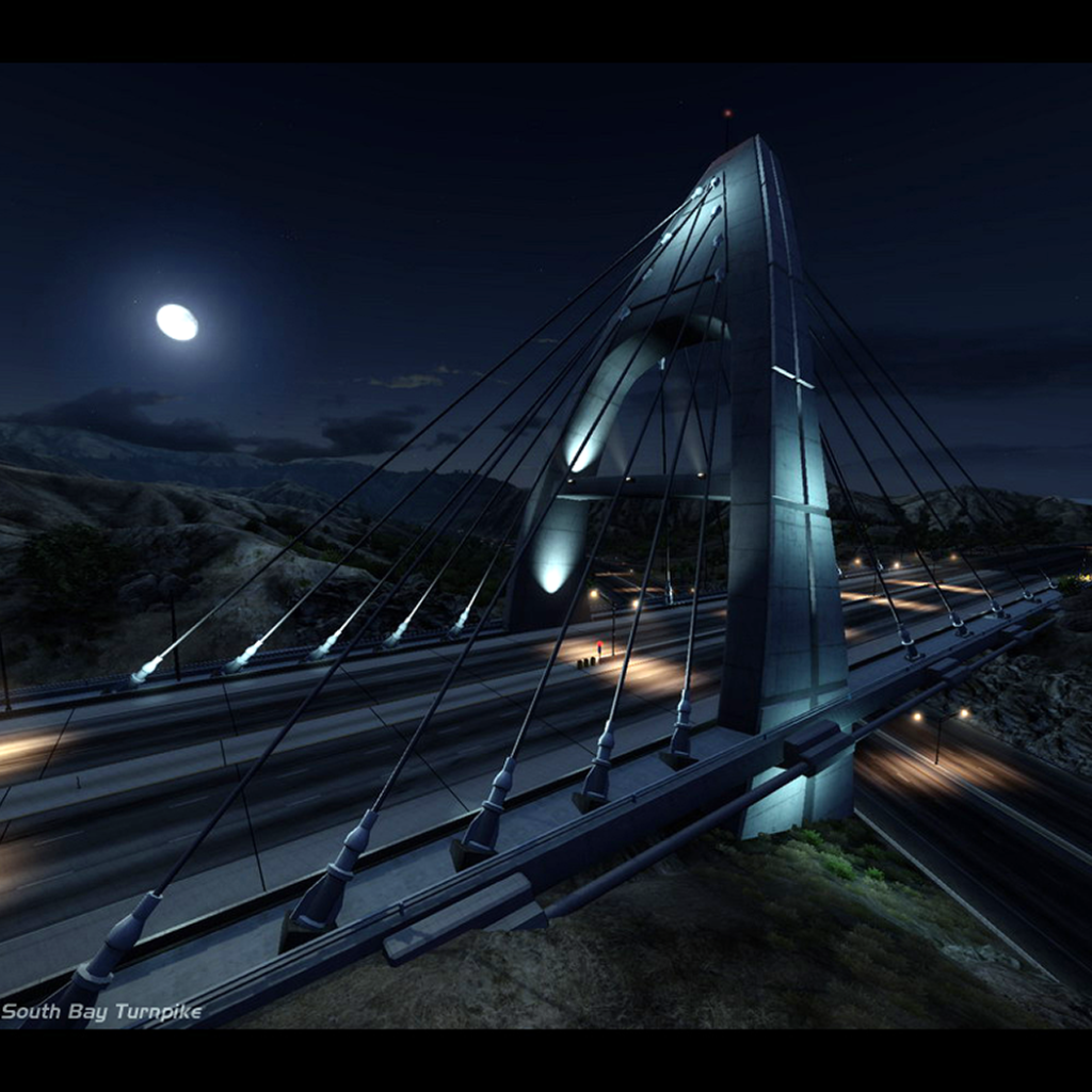 Скоростная дорога в лунную ночь