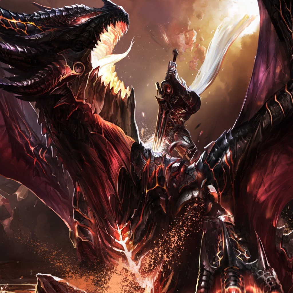 Воин убивает дракона