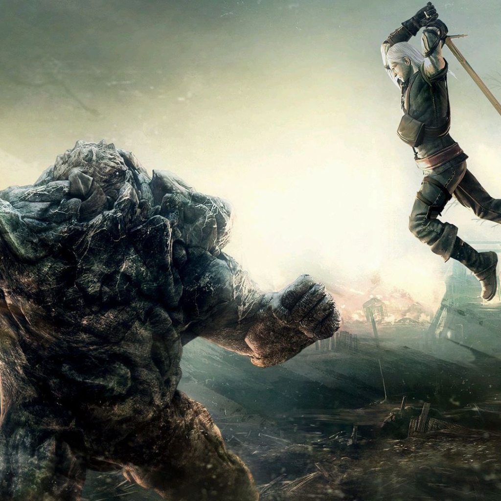 Сражение с монстром из игры Ведьмак