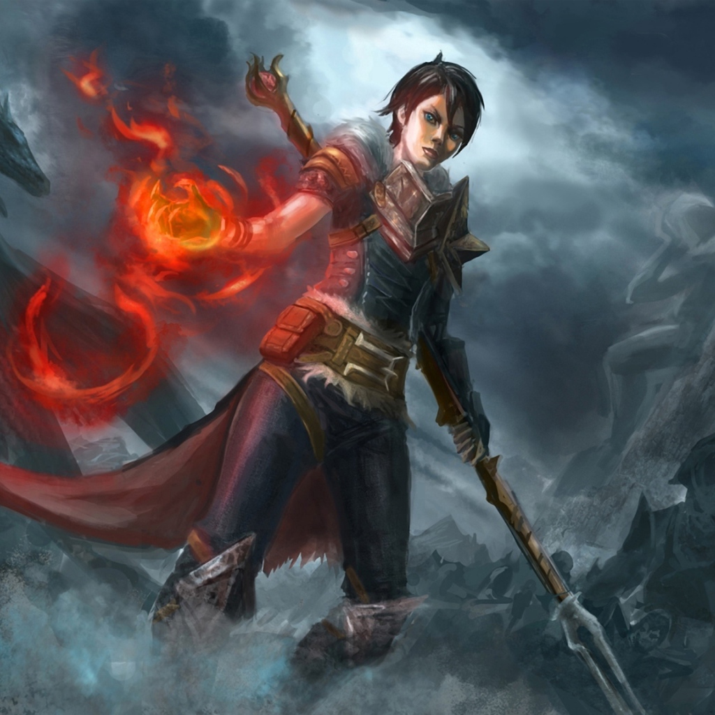 Девушка с огнем в руке