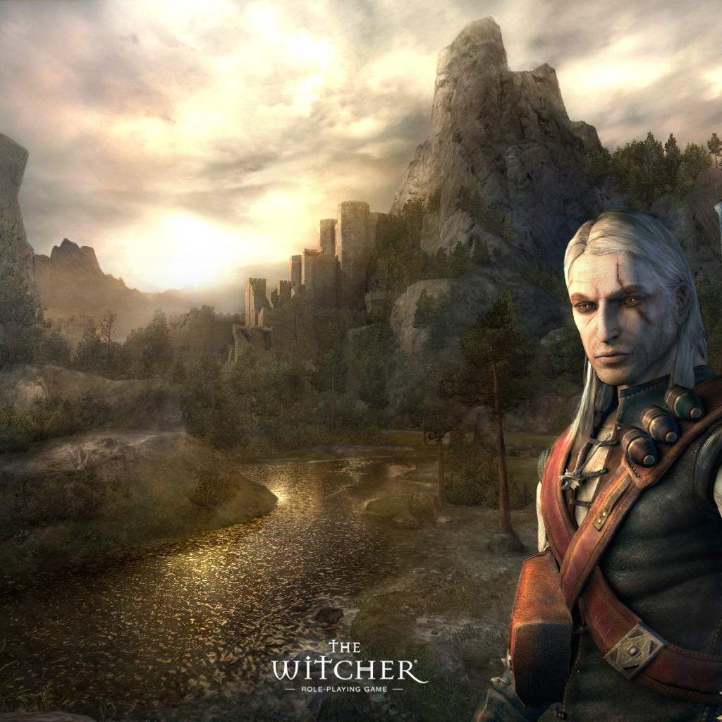 Ведьмак на фоне гор