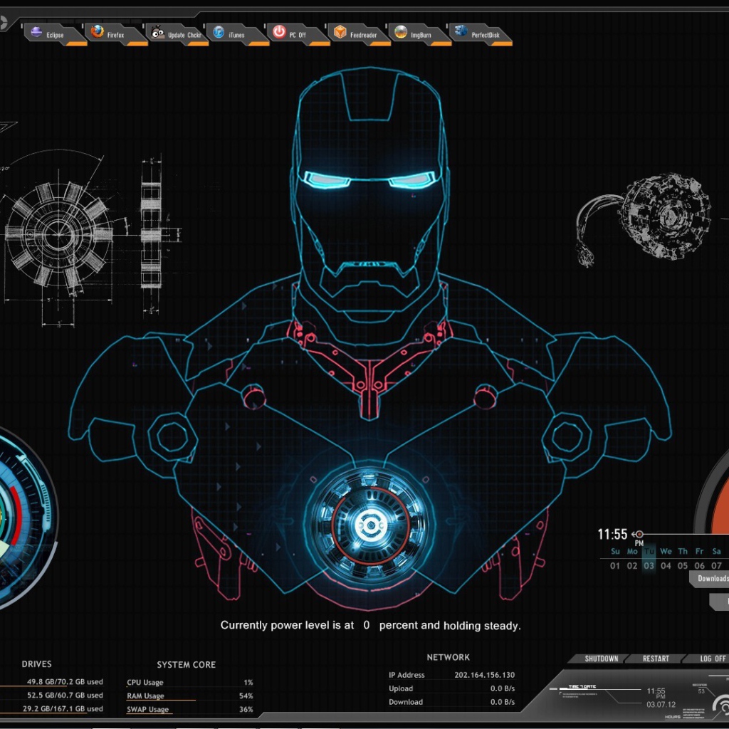 Железный человек на экране монитора