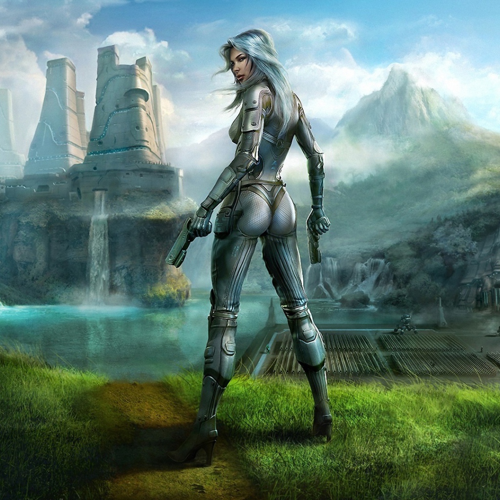 Восход Земли CG девушка