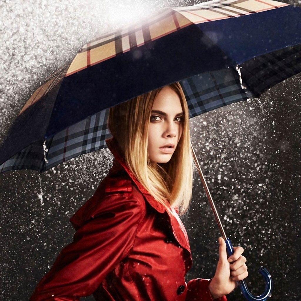 Красивая девушка под зонтом