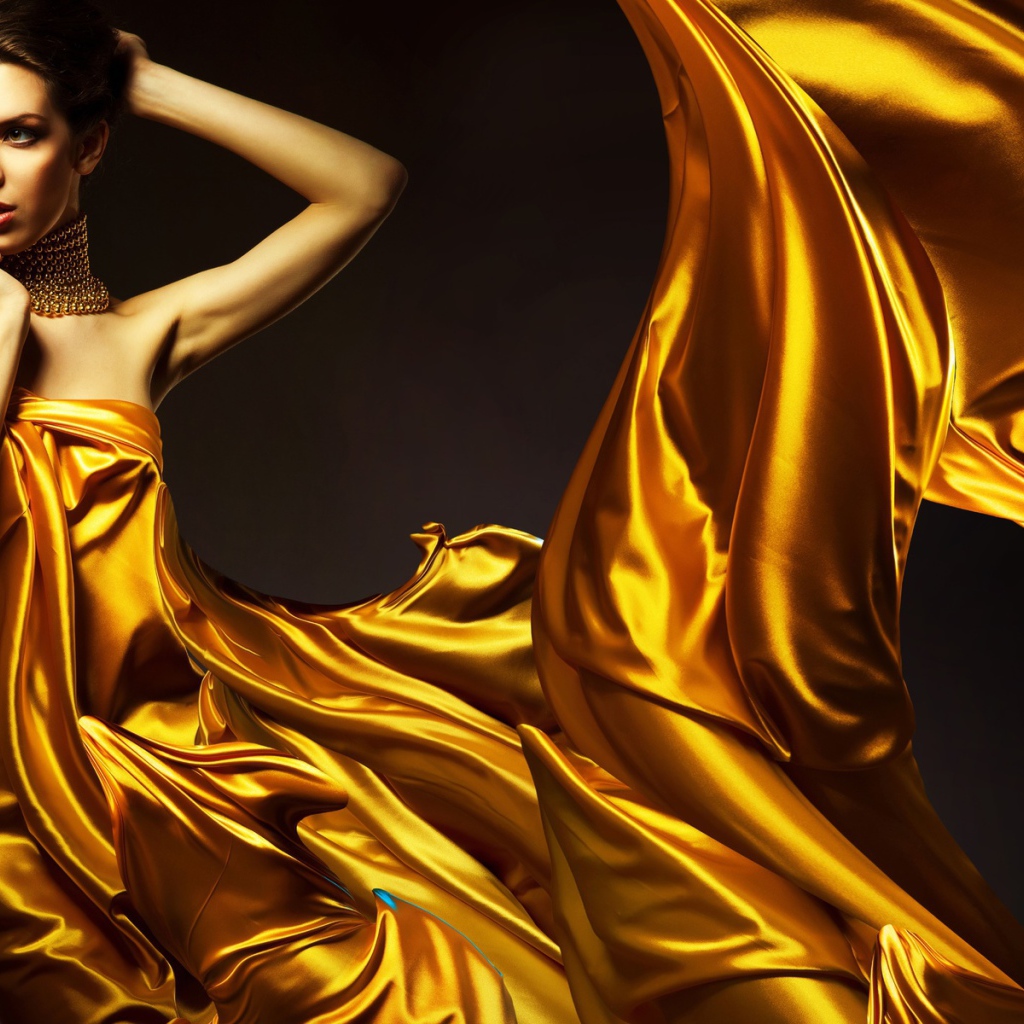 Девушка в платье золотистого цвета