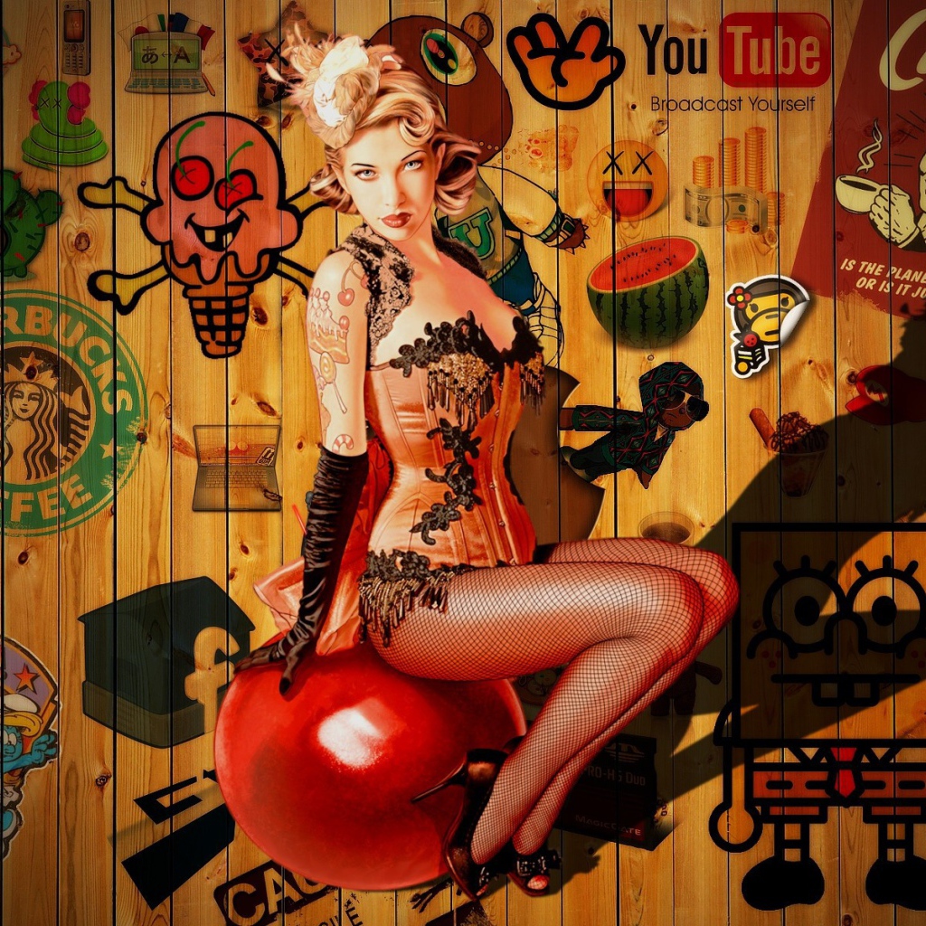 Модель на фоне рекламы