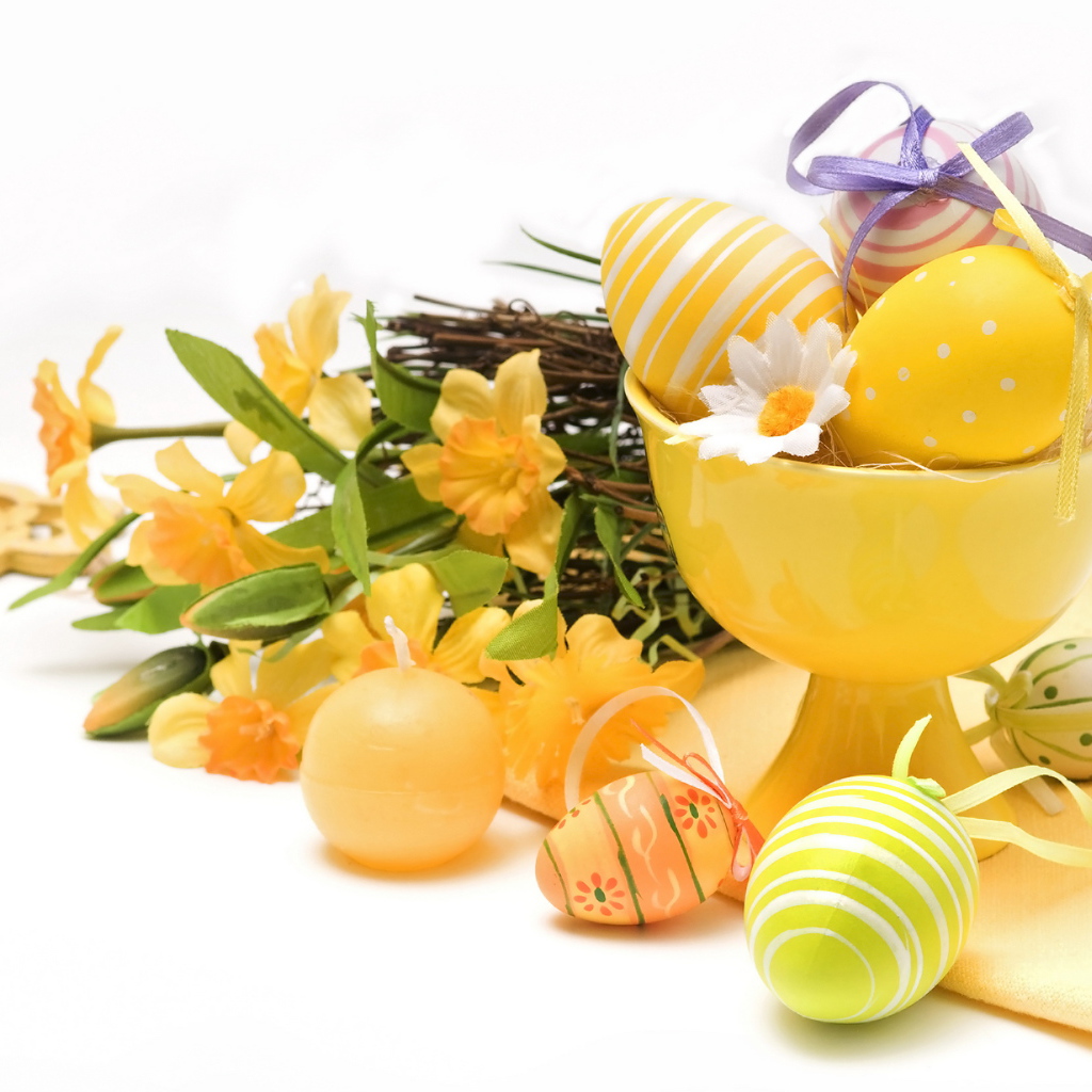 Желтый пасхальный букет на Пасху