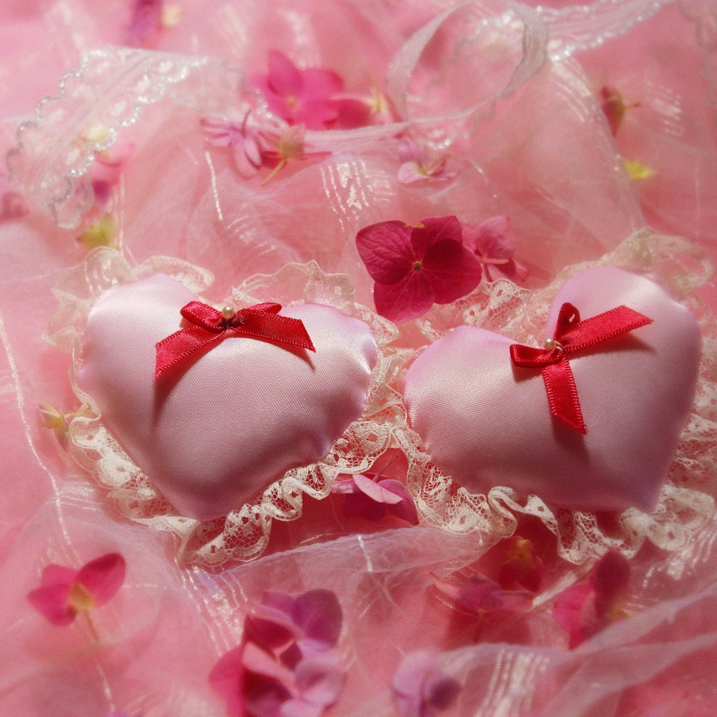 Два розовых сердца на День Влюбленных 14 февраля