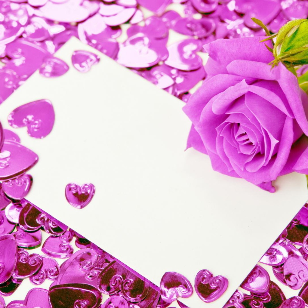 Фиолетовая роза и сердечки