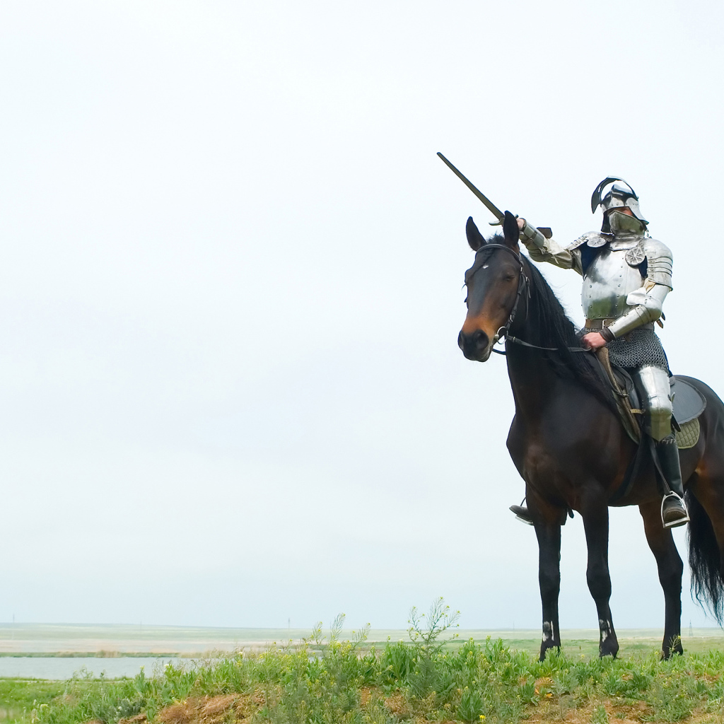 Рыцарь с мечом на лошади