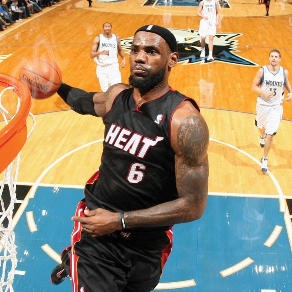 Леброн Джеймс на баскетбольной площадке