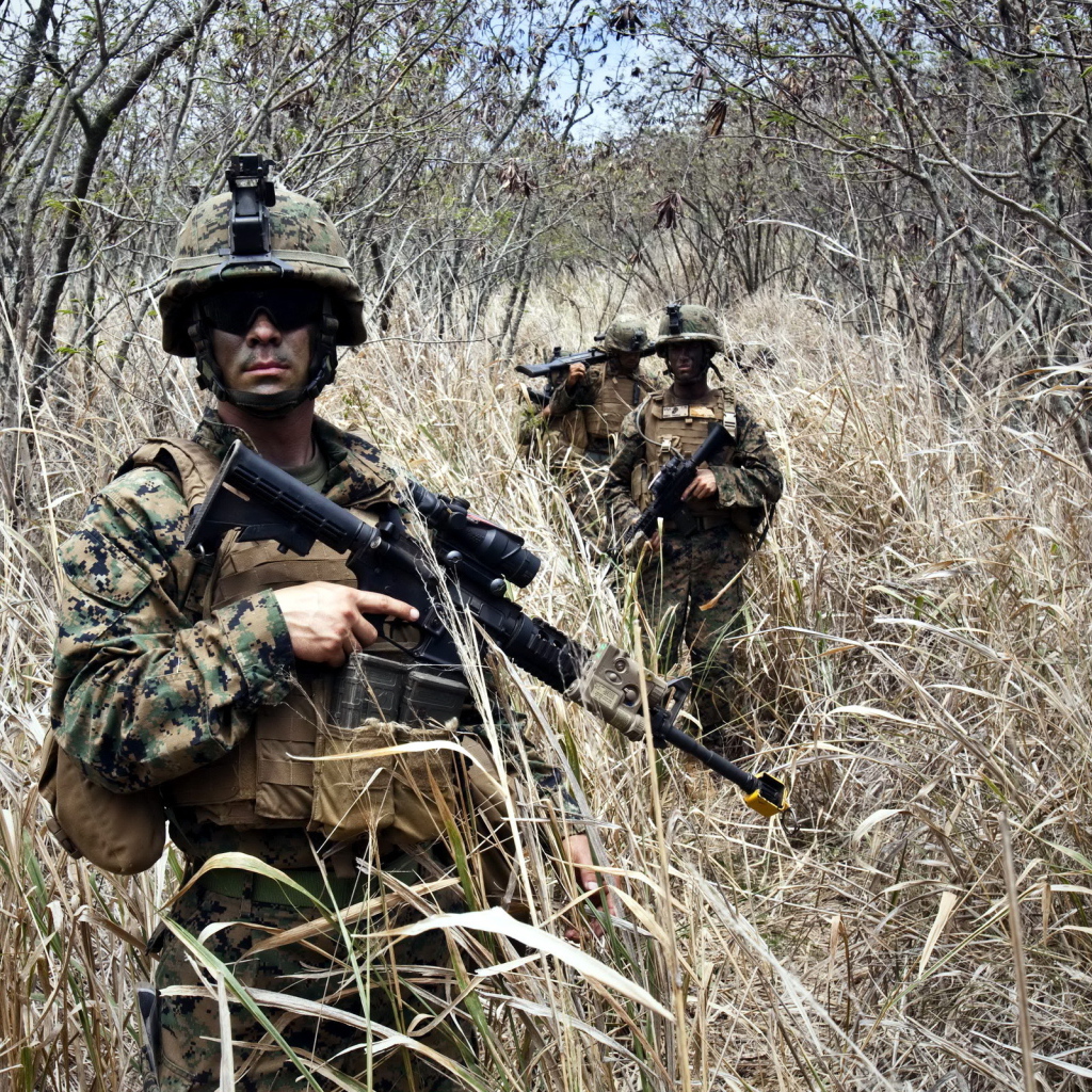 Солдаты с оружием на войне