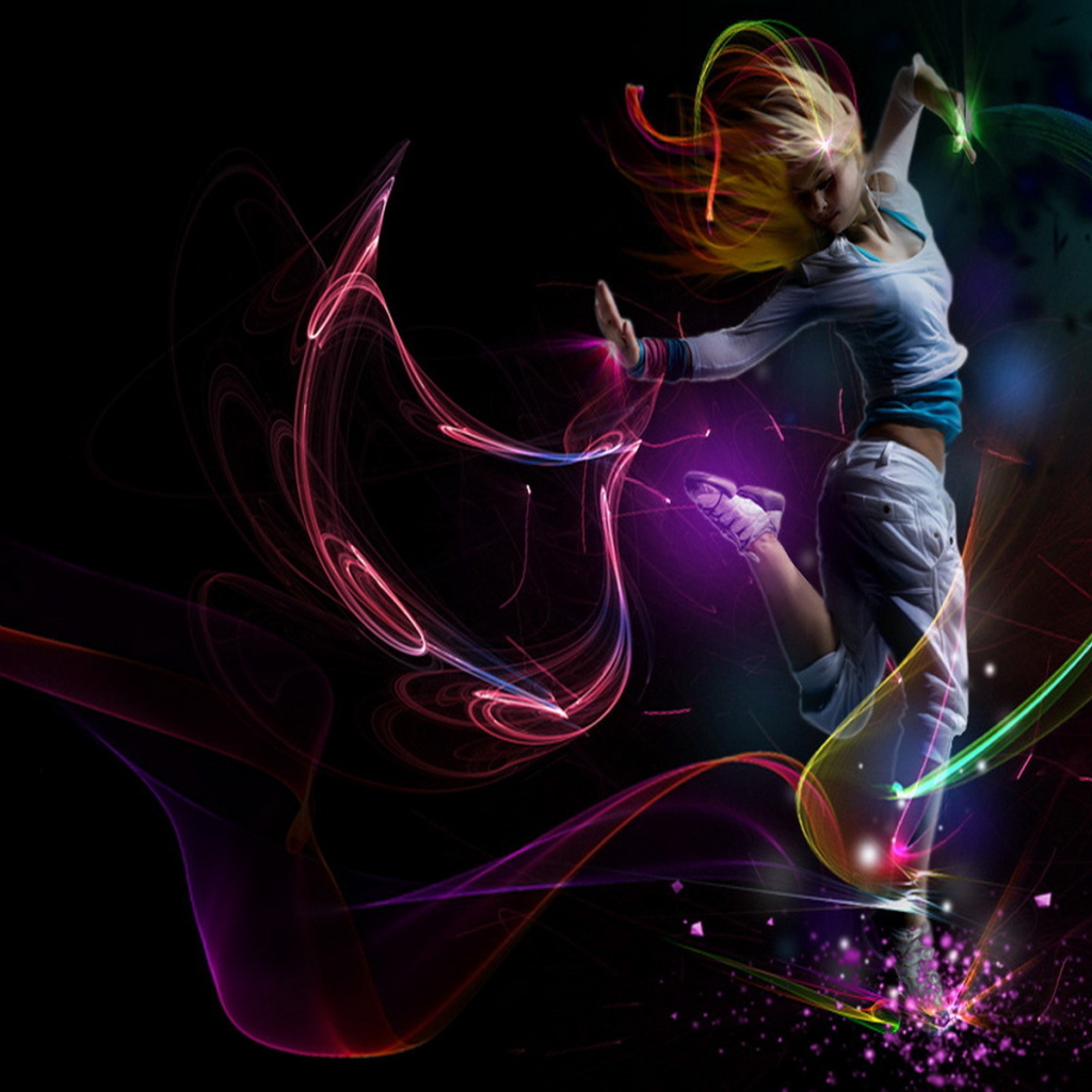 Танец среди линий света