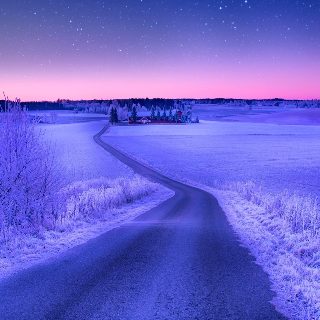 Bечерний зимний пейзаж
