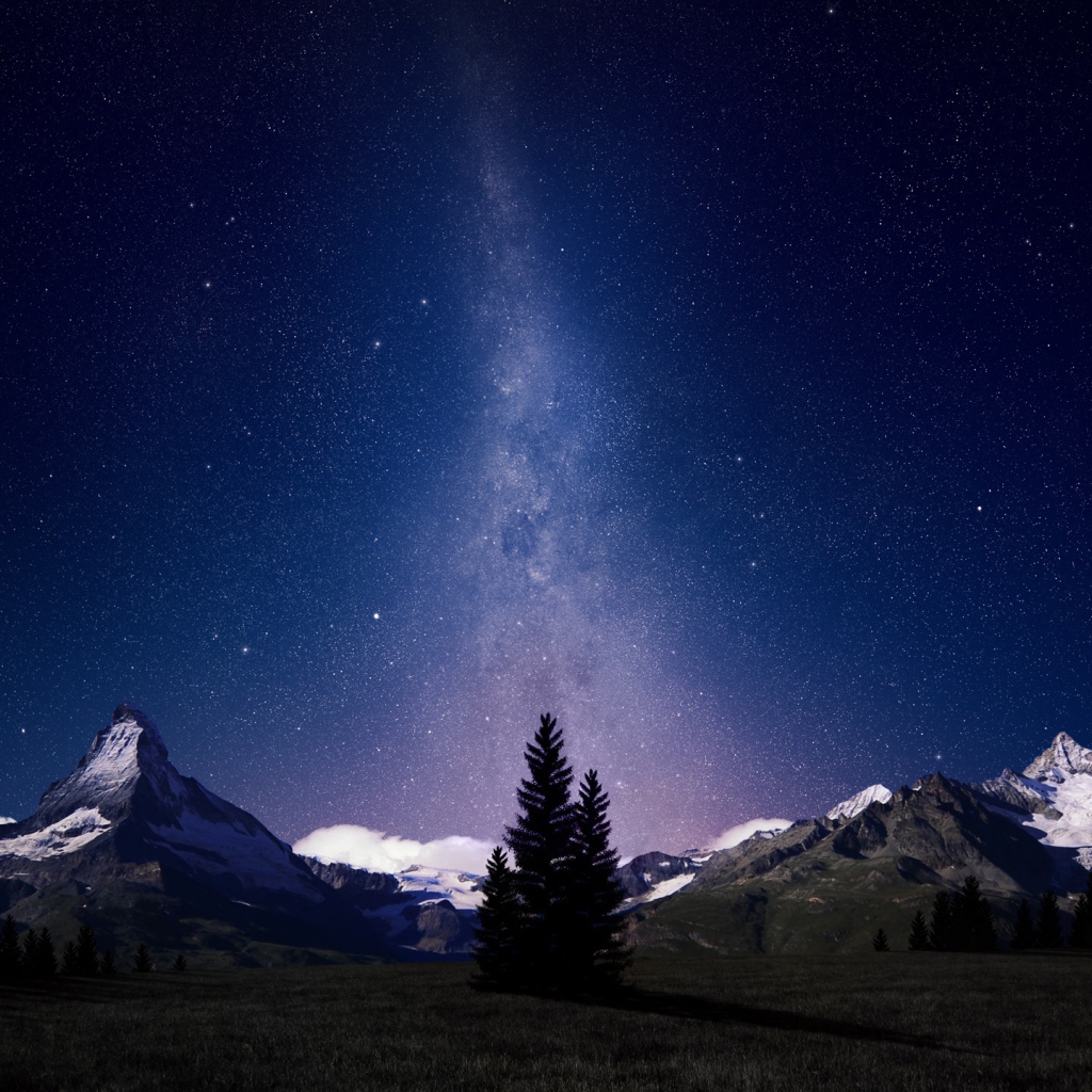 Ночное небо в Швейцарских Альпах